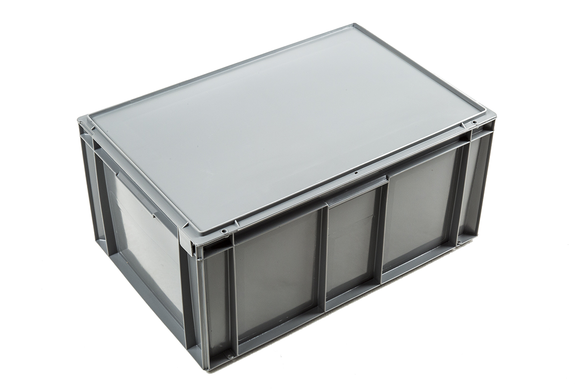 Schoeller Allibert 54L Grey Plastic Storage Box, 291 mm x 400mm x 600 mm