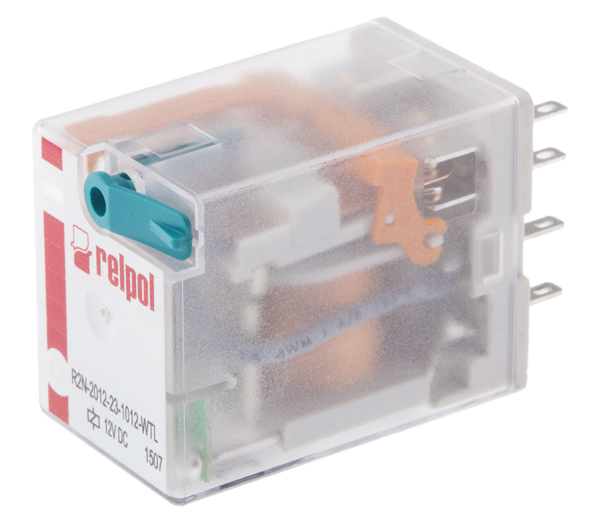 Relpol Surface Power Relay, 12V Coil, 12A Switching Current, DPDT
