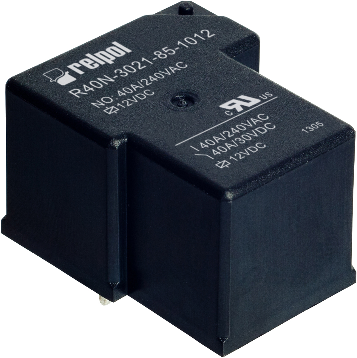 Relpol PCB Power Relay, 12V dc Coil, 40A Switching Current, SPST