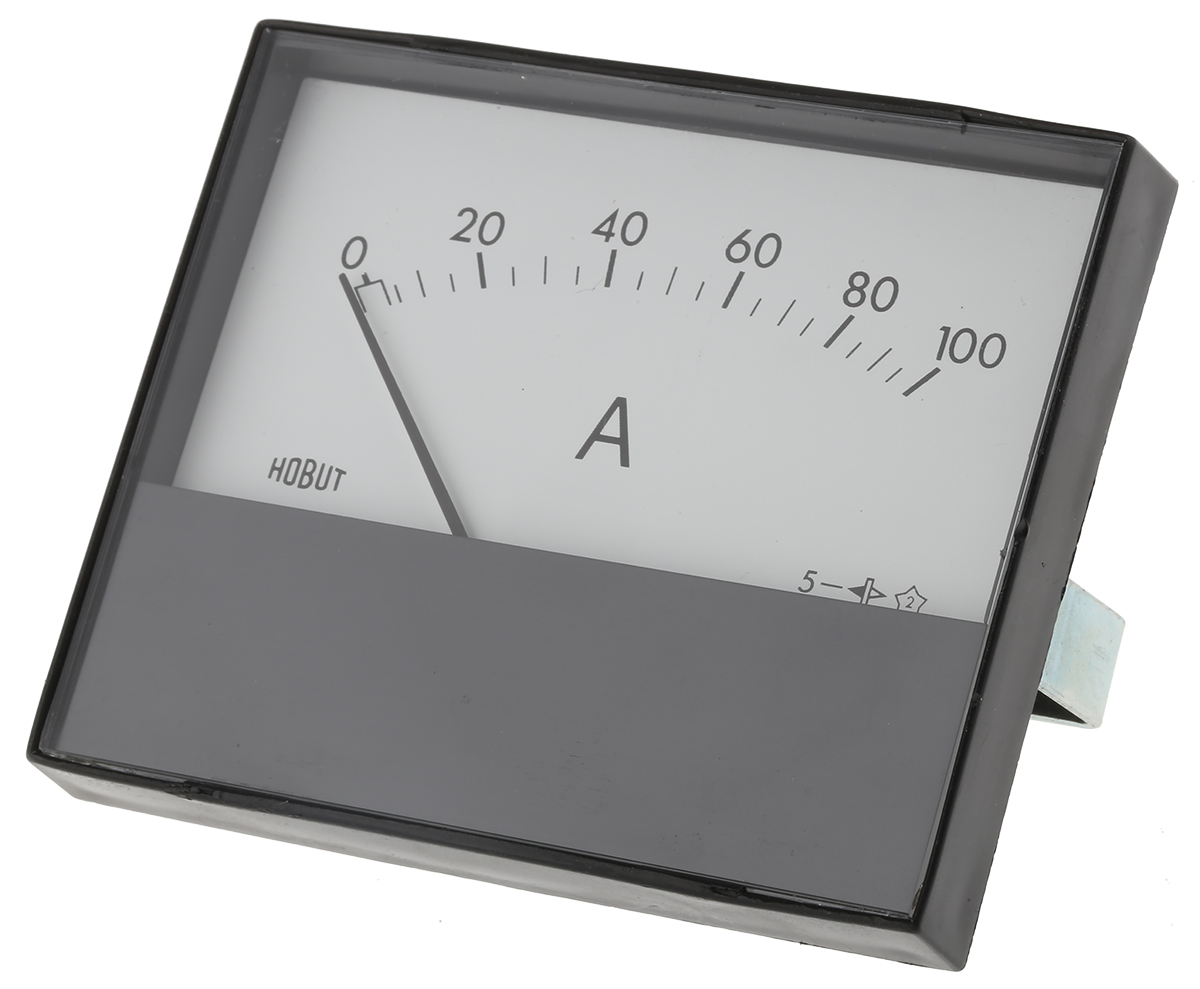 HOBUT R68M Analogue Panel Ammeter 120 A DC, 63.5 mm x 62.5 mm, ±8 % Moving Magnet