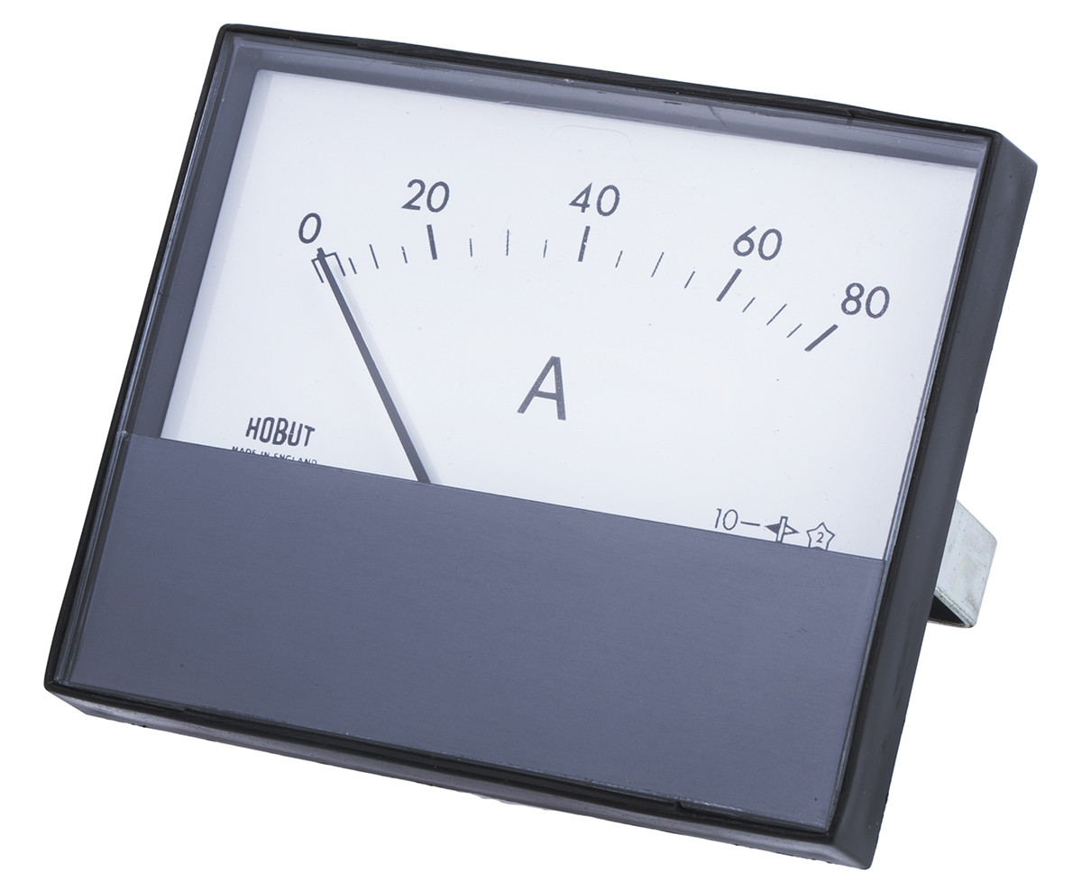 HOBUT R68M Analogue Panel Ammeter 80 A DC, 63.5 mm x 62.5 mm, ±8 % Moving Magnet
