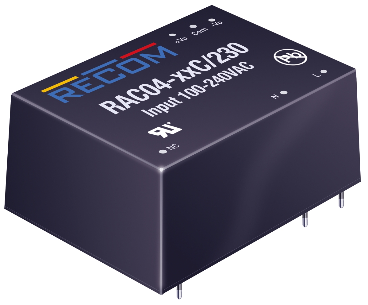 Recom Switching Power Supply, RAC04-12SC/230 12V dc, 333mA, 4 W, Input 80V ac to  305V ac