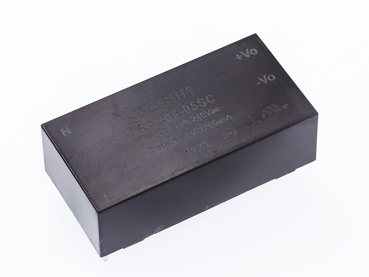 Recom Switching Power Supply, RAC06-05SC 5V dc, 1.2A, 6 W, Input 90V ac to  264V ac