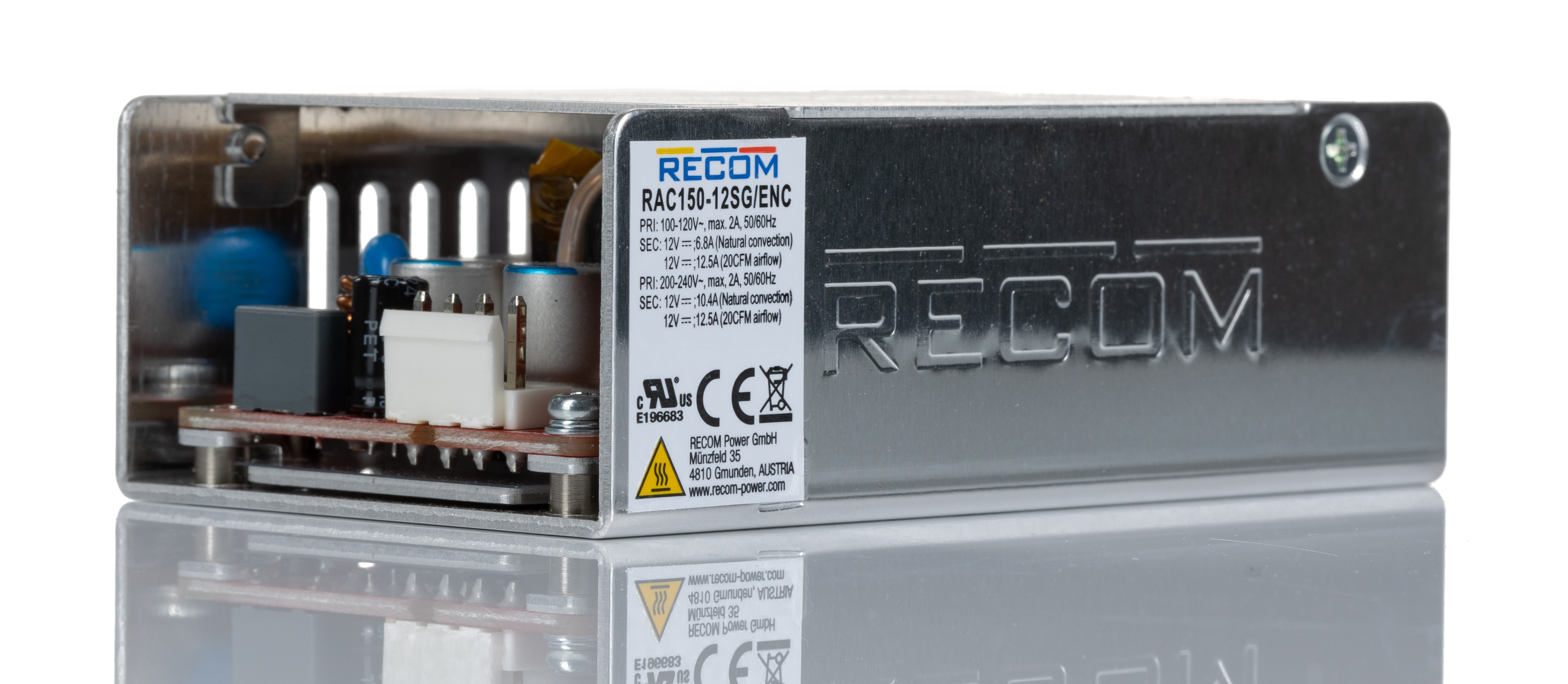 Recom Switching Power Supply, RAC150-12SG/ENC 12V dc, 12.5A, 150 W, Input 90V ac to  264V ac