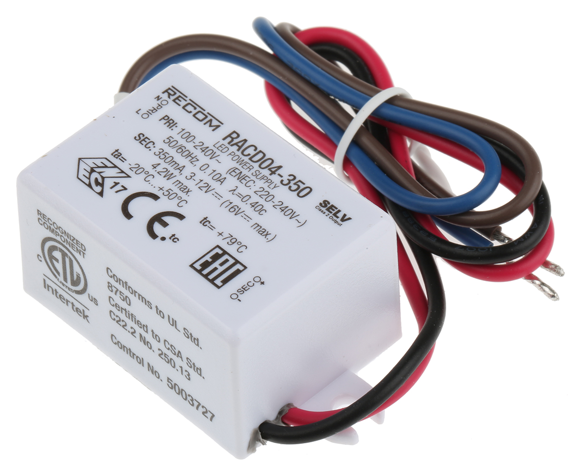 Recom LED Driver, 12V dc, 3 V dc Output, 4.2 W Output, 350mA