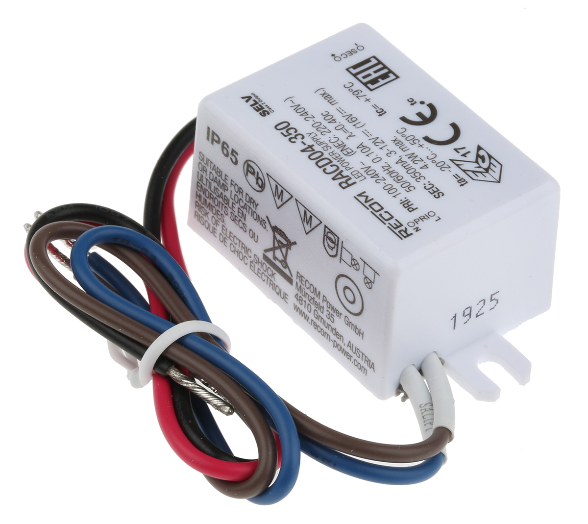 racd04-350 Recom LED Driver, 12V dc, 3 V dc Output, 4.2 W Output, 350mA