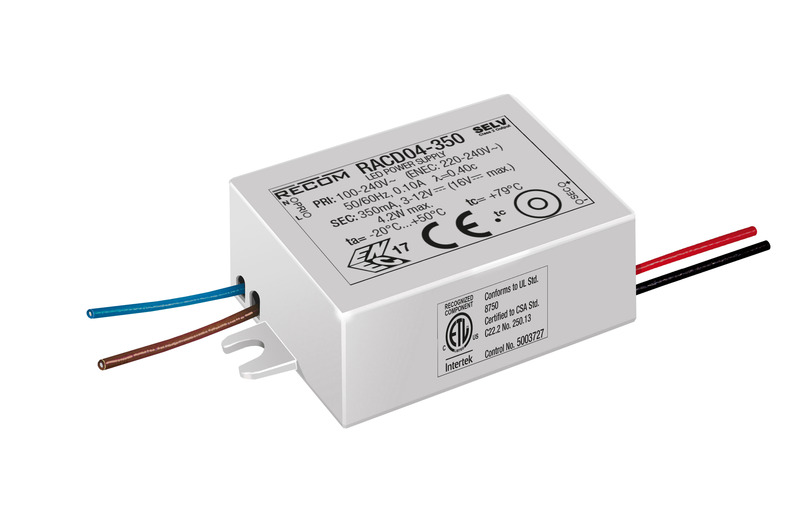 racd04-350 Recom LED Driver, 12V dc, 3 V dc Output, 4.2 W Output, 350mA