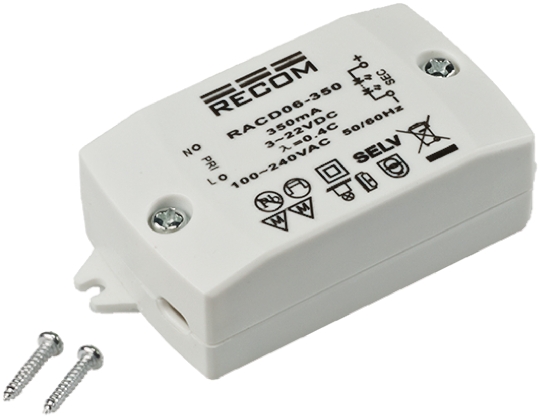 Recom LED Driver, 24V dc, 3 V dc Output, 6 W Output, 350mA