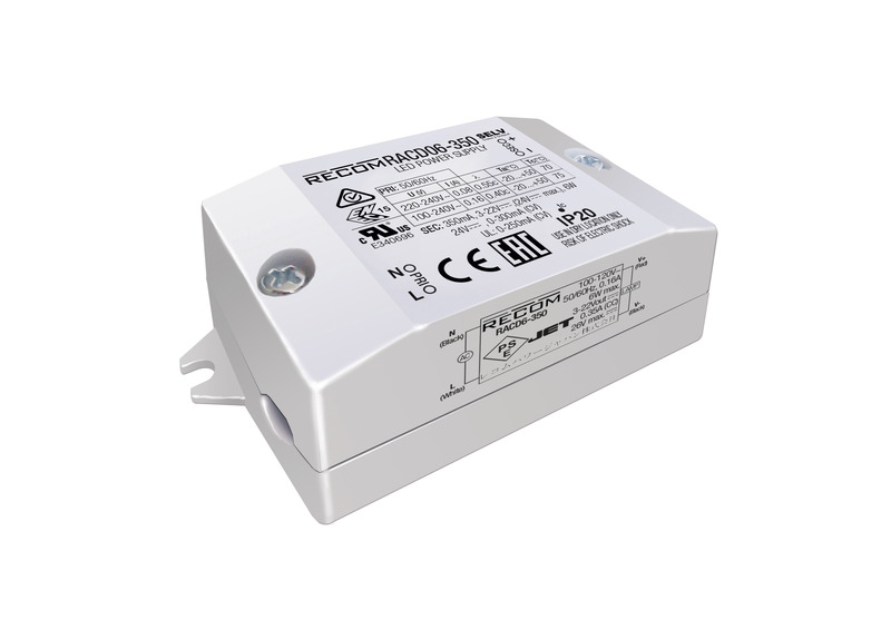 racd06-350 Recom LED Driver, 24V dc, 3 V dc Output, 6 W Output, 350mA