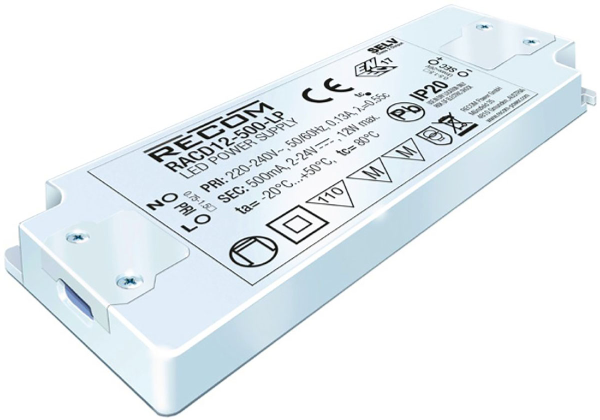Recom LED Driver, 2V dc, 24 V dc Output, 12 W Output, 500mA