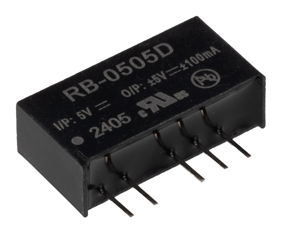 Recom RB DC/DC Converter, 5V dc, -5 V dc/ 100 mA, 5V dc Input, 3.3V Input 1 W, Through Hole, 85 °C Max Temp -40 °C Min