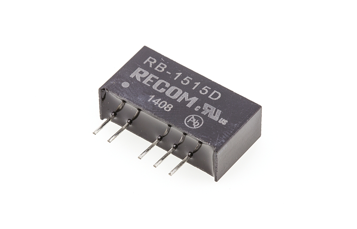 Recom RB DC/DC Converter, 15V dc/ 33 mA, 12V Input, 0V ac Input 1 W, Through Hole, 85 °C Max Temp -40 °C Min Temp, 7-Pin