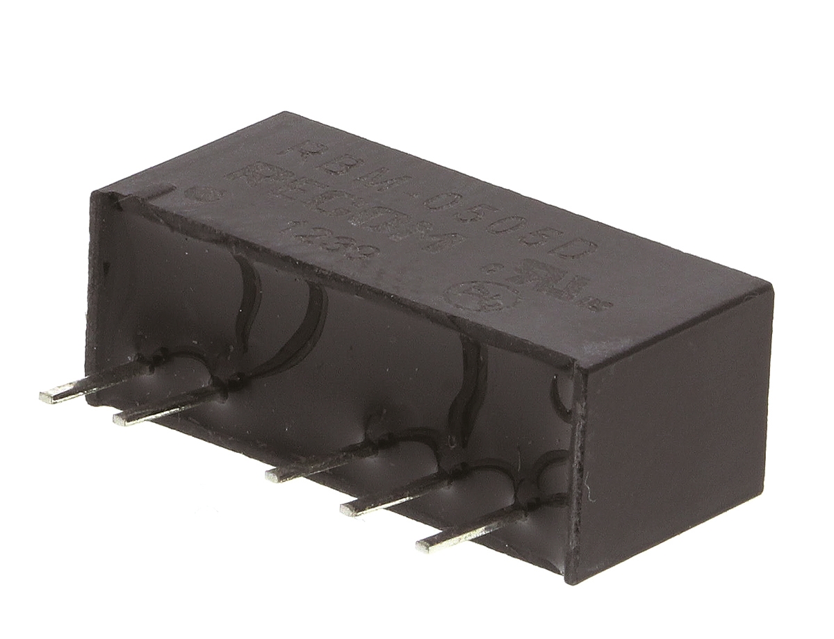 Recom RBM DC/DC Converter, 5V dc/ 100 mA, 5V dc Input, 4.5V Input 1 W, Through Hole, 85 °C Max Temp -40 °C Min Temp,
