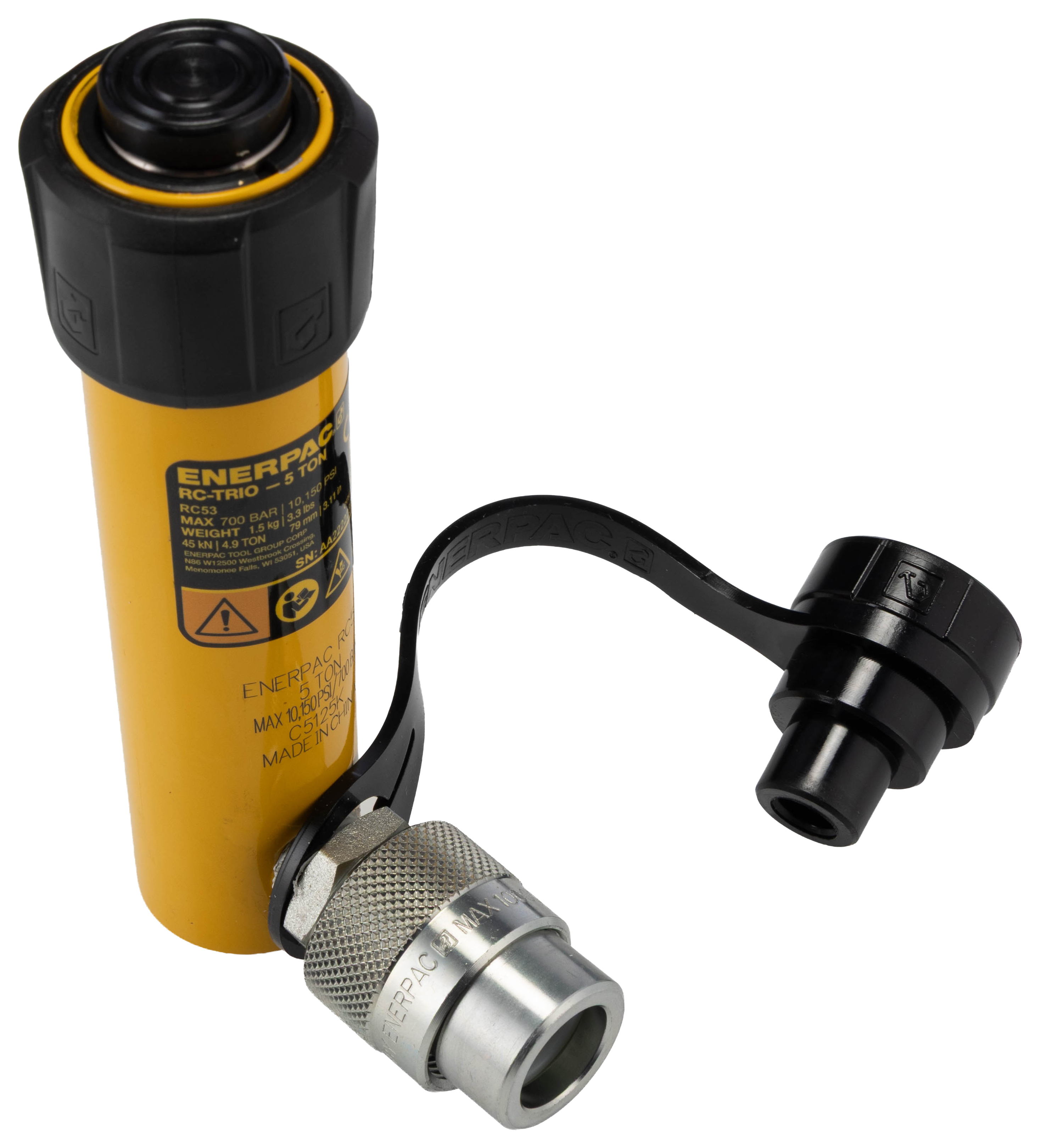 Enerpac, Portable General Purpose Hydraulic Cylinder, RC53 Single Acting 5 t 76 mm