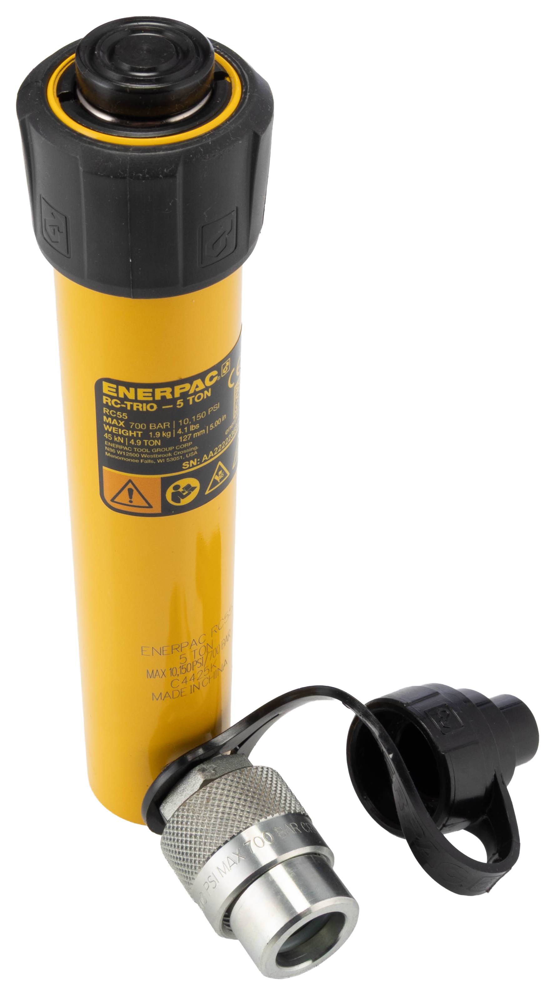 Enerpac, Portable General Purpose Hydraulic Cylinder, RC55 Single Acting 5 t 127 mm