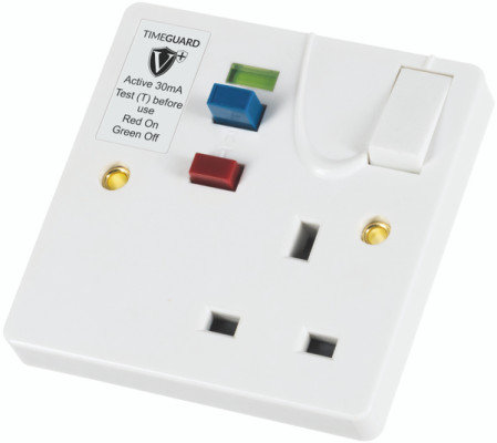 Timeguard RCD01 13A, Double Pole 1 RCD Socket, Thermoset, Screw Switched, BS 7288:2016, 230V ac, White