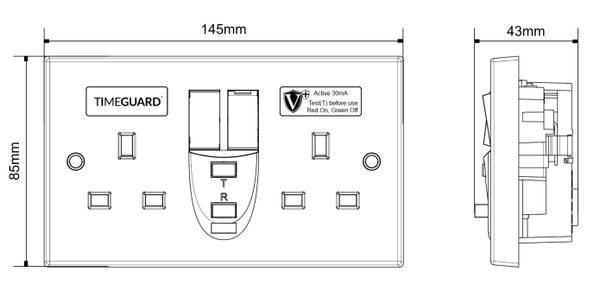rcd06wpvn Timeguard 30A, Passive 1 RCD Socket, Plastic, Surface Switched, BS7288 & BS1363-2, 230V ac, White