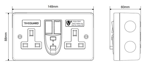 rcd08mpvn Timeguard 30A, Passive 1 RCD Socket, Plastic, Surface Switched, BS7288 & BS1363-2, 230V ac, Metallic, White