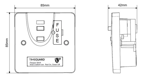 rcd11wpvn Timeguard 13A Switched Fused Spur BS7288:2016, BS1363-4
