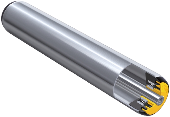 Interroll Zinc Plated Steel Round Conveyor Roller Conveyor Roller Female 60 mm Dia. x 550 mm L, 3000 N, 12 mm Spindle,
