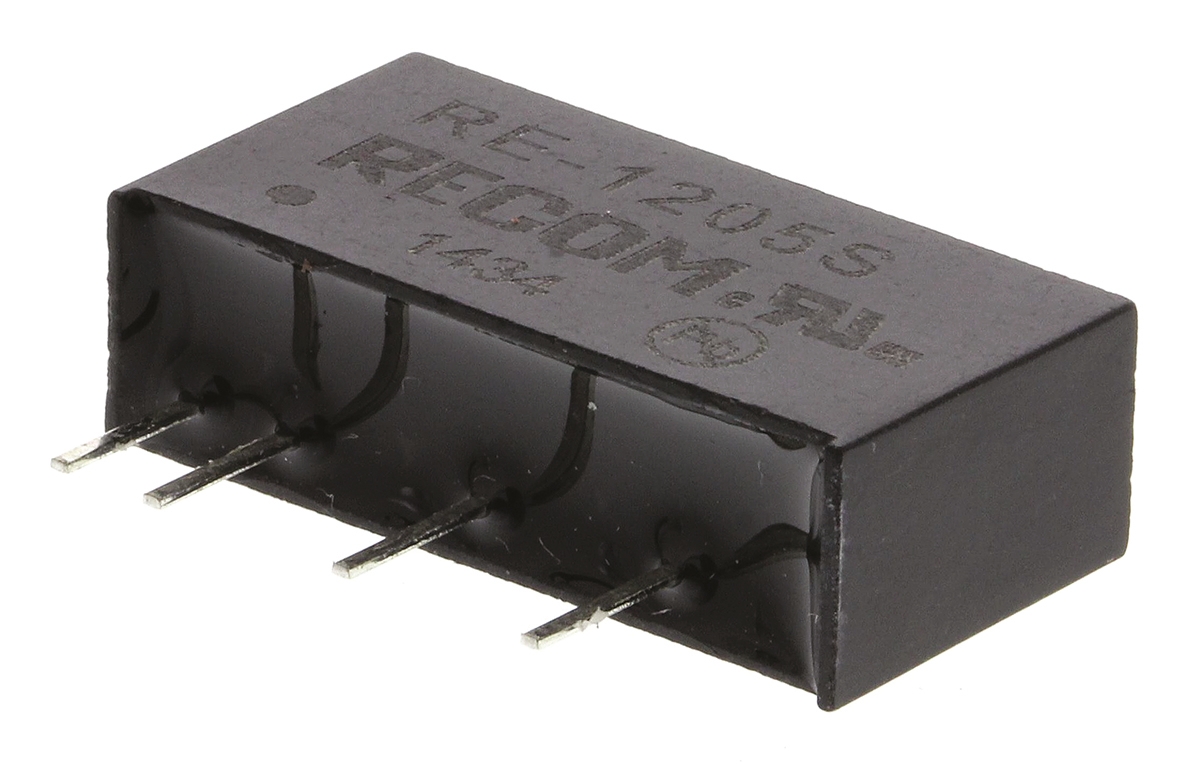Recom RE DC/DC Converter, 5V dc/ 200 mA, 13.2V dc Input, 10.8V Input 1 W, Through Hole, 85 °C Max Temp -40 °C Min Temp,