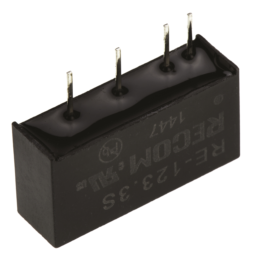 re-1233s Recom RE DC/DC Converter, 3.3V dc/ 300 mA, 12V dc Input, 0V Input 1 W, Through Hole, 85 °C Max Temp -40 °C Min Temp,