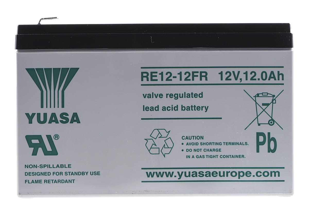 Yuasa 12 V, Faston F2 Sealed Lead Acid Battery, 12 Ah, 98mm x 98 mm