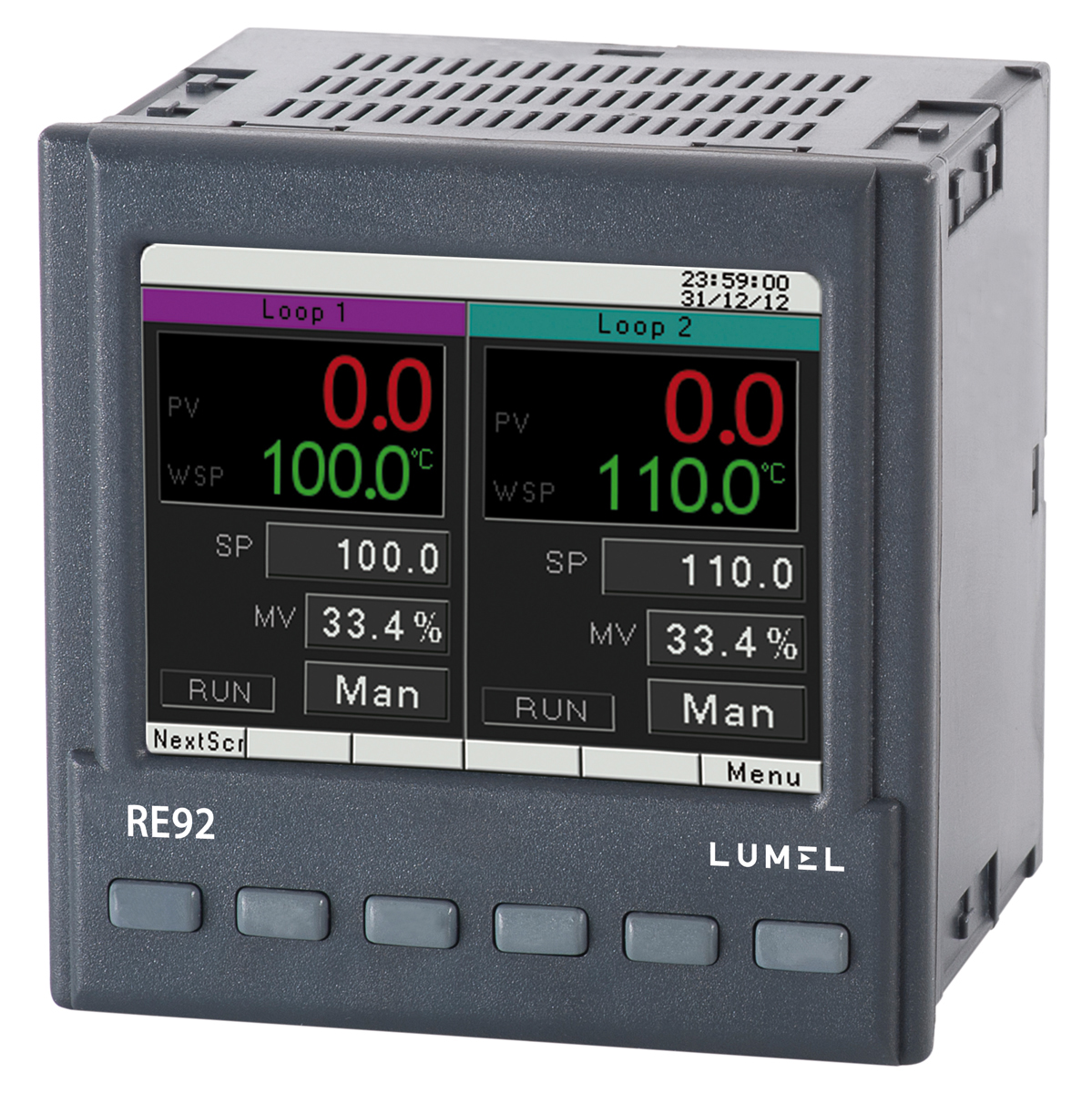 Lumel RE92 Panel Mount PID Temperature Controller 6 Input, 3 Output Relay 253V ac/dc On-Off
