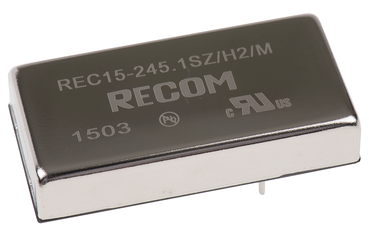 Recom REC15 DC/DC Converter, 5V dc/ 500 mA, 36V dc Input, 18V Input 15 W, Through Hole, 71 °C Max Temp -40 °C Min Temp