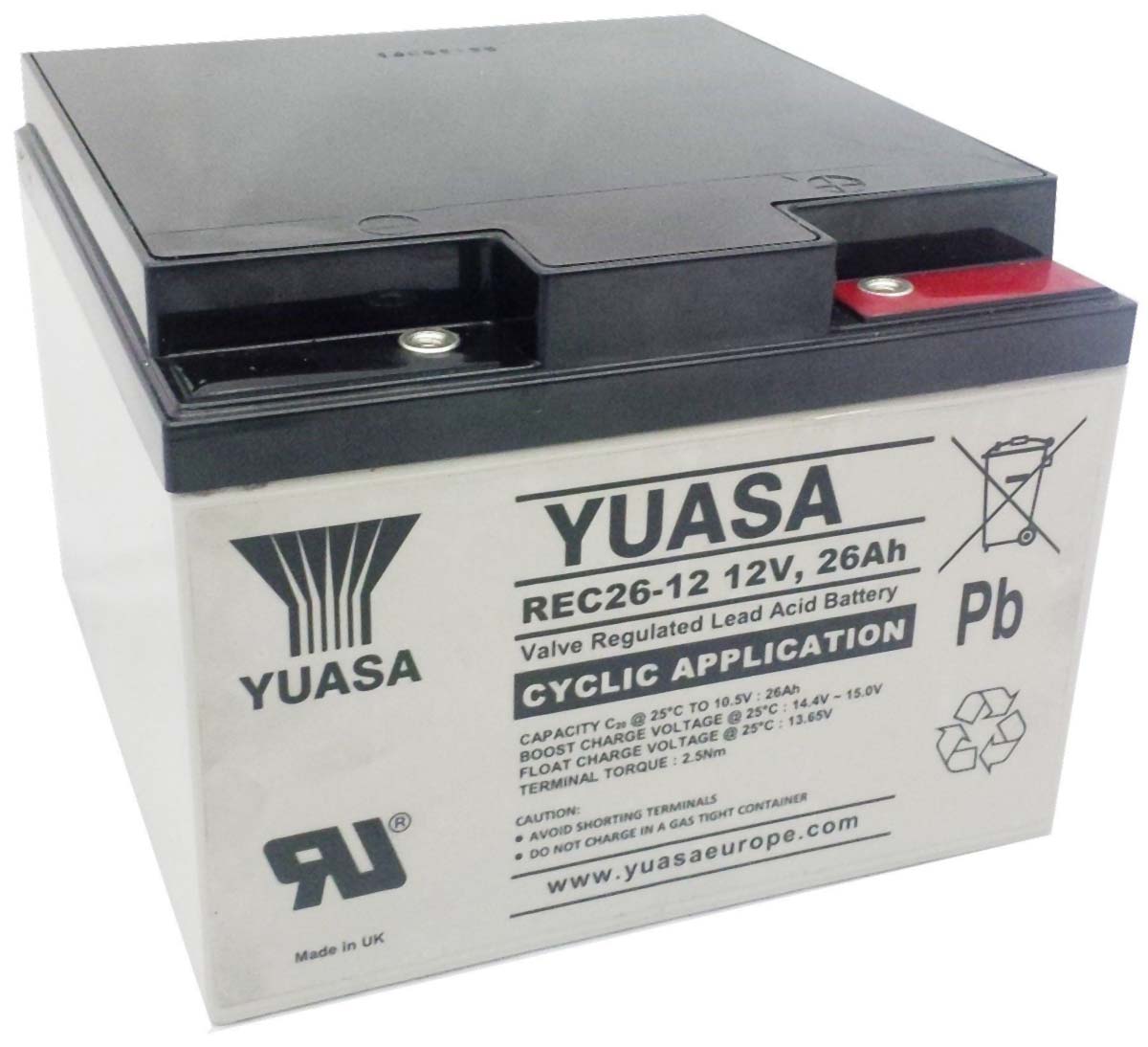 Yuasa 12 V Sealed Lead Acid Battery, 26 Ah, 175mm x 125 mm