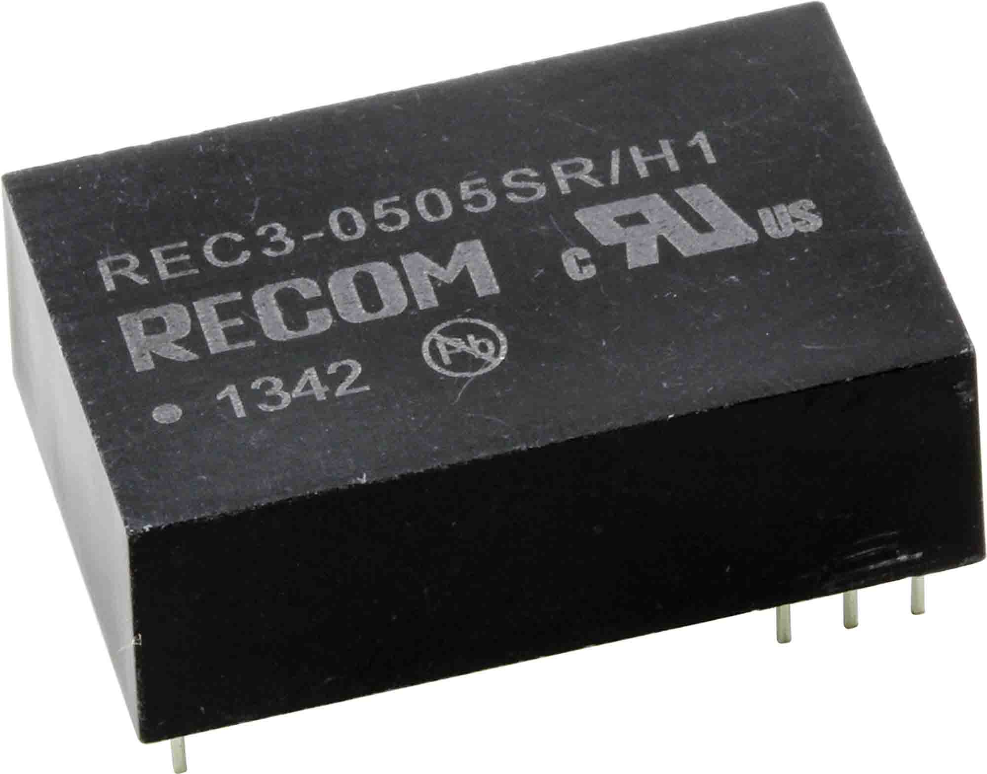 Recom REC3 DC/DC Converter, 5V dc/ 600 mA, 5V dc Input, 4.5V Input 3 W, Through Hole, 80 °C Max Temp -40 °C Min Temp,