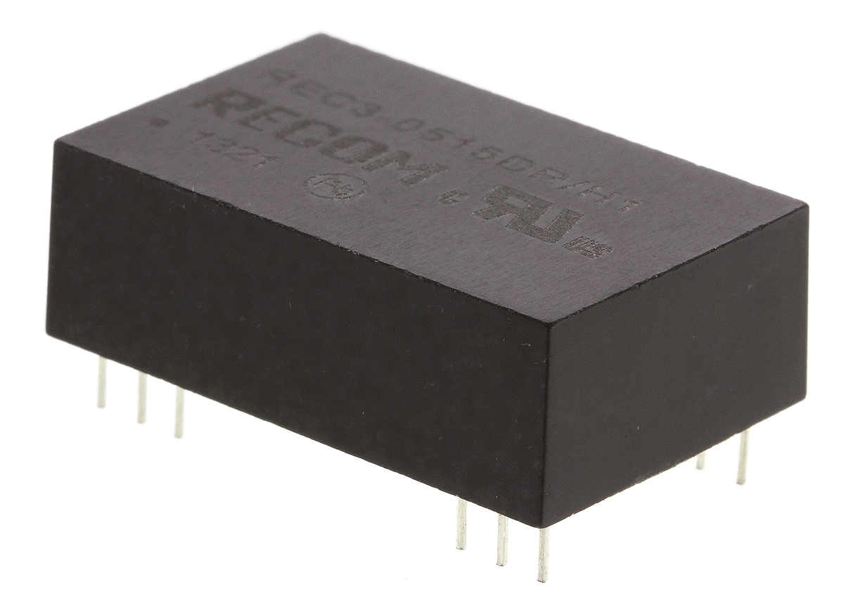 Recom REC3 DC/DC Converter, 15V dc/ 100 mA, 5.5V Input, 4.5V Input 3 W, Through Hole, 85 °C Max Temp -40 °C Min Temp,