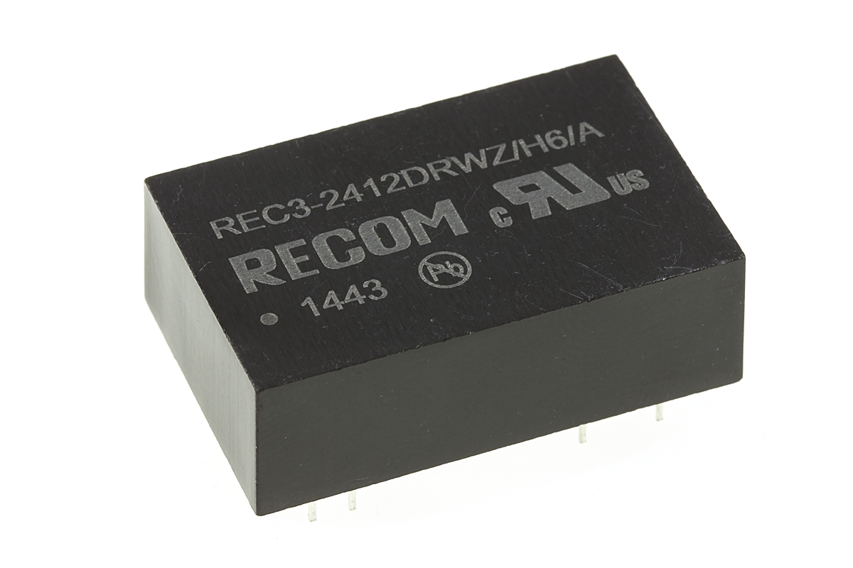 Recom REC3 DC/DC Converter, 12V, -12 V/ 125 mA, 36V dc Input, 9V Input 3 W, Through Hole, 85 °C Max Temp -40 °C Min