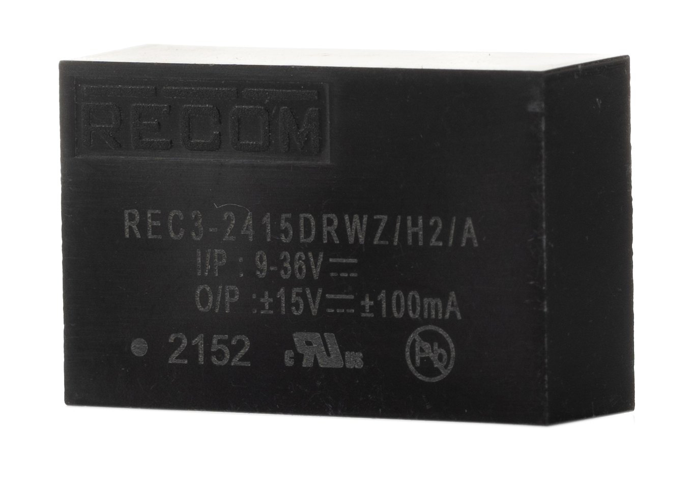 Recom REC3 DC/DC Converter, 15V dc/ 100 mA, 36V dc Input, 9V Input 3 W, Through Hole, 80 °C Max Temp -40 °C Min Temp,