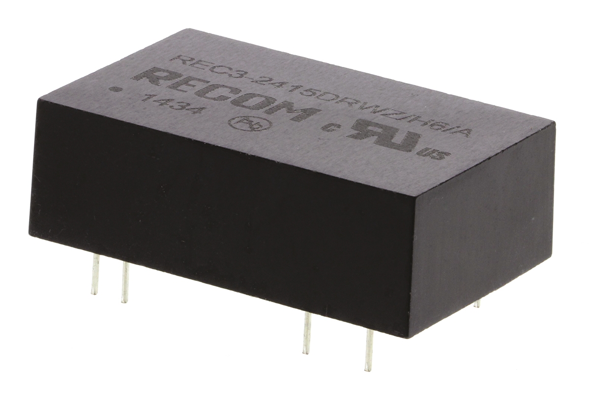 Recom REC3 DC/DC Converter, 15V dc/ 100 mA, 36V dc Input, 9V Input 3 W, Through Hole, 85 °C Max Temp -40 °C Min Temp,