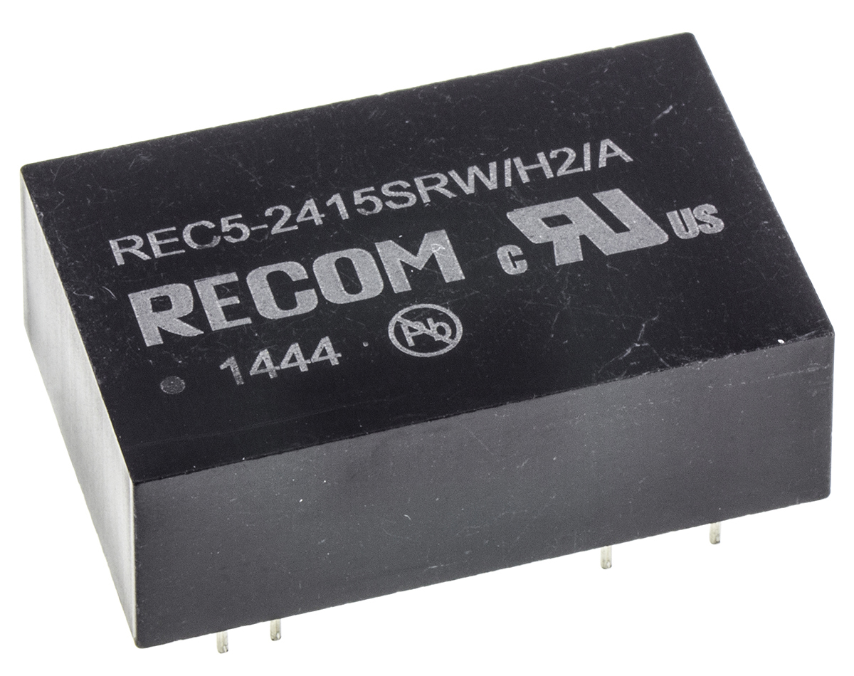 Recom REC5 DC/DC Converter, 15V dc/ 340 mA, 36V dc Input, 18V Input 5 W, Through Hole, 80 °C Max Temp -40 °C Min Temp,