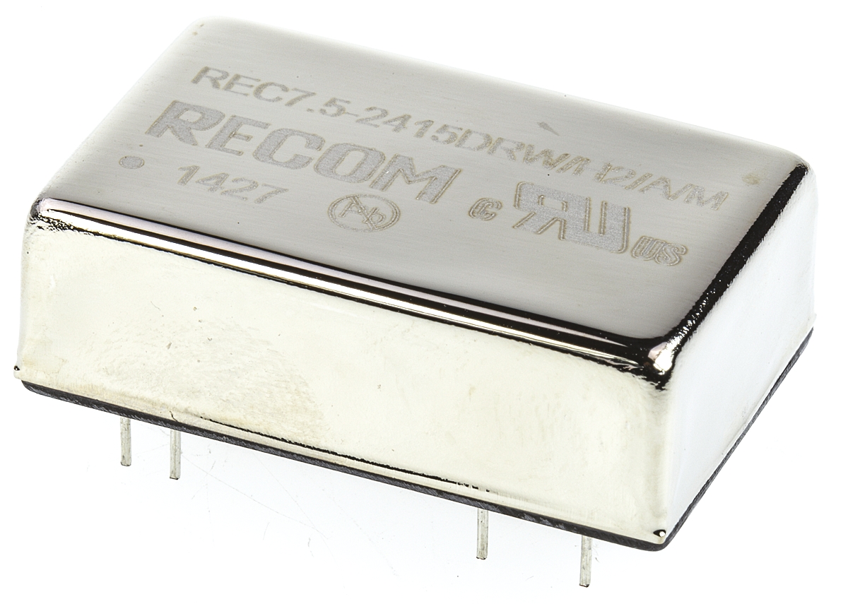 Recom REC7.5 DC/DC Converter, 15V, -15 V/ 250 mA, 36V dc Input, 18V Input 7.5 W, Through Hole, 71 °C Max Temp -40 °C Min