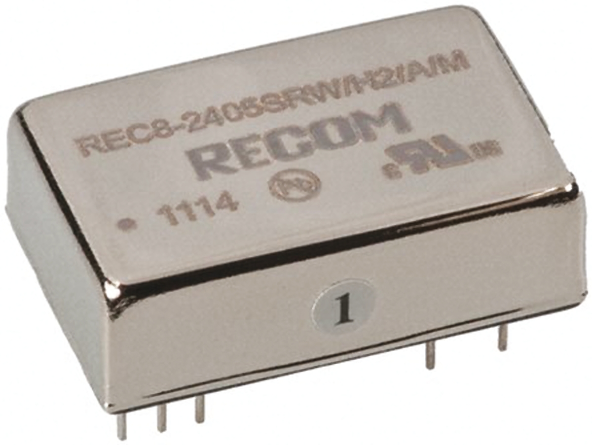 Recom DC/DC Converter, 5V dc/ 333 mA, 36V Input, 18V Input 8 W, Through Hole, 71 °C Max Temp -40 °C Min Temp, 24-Pin