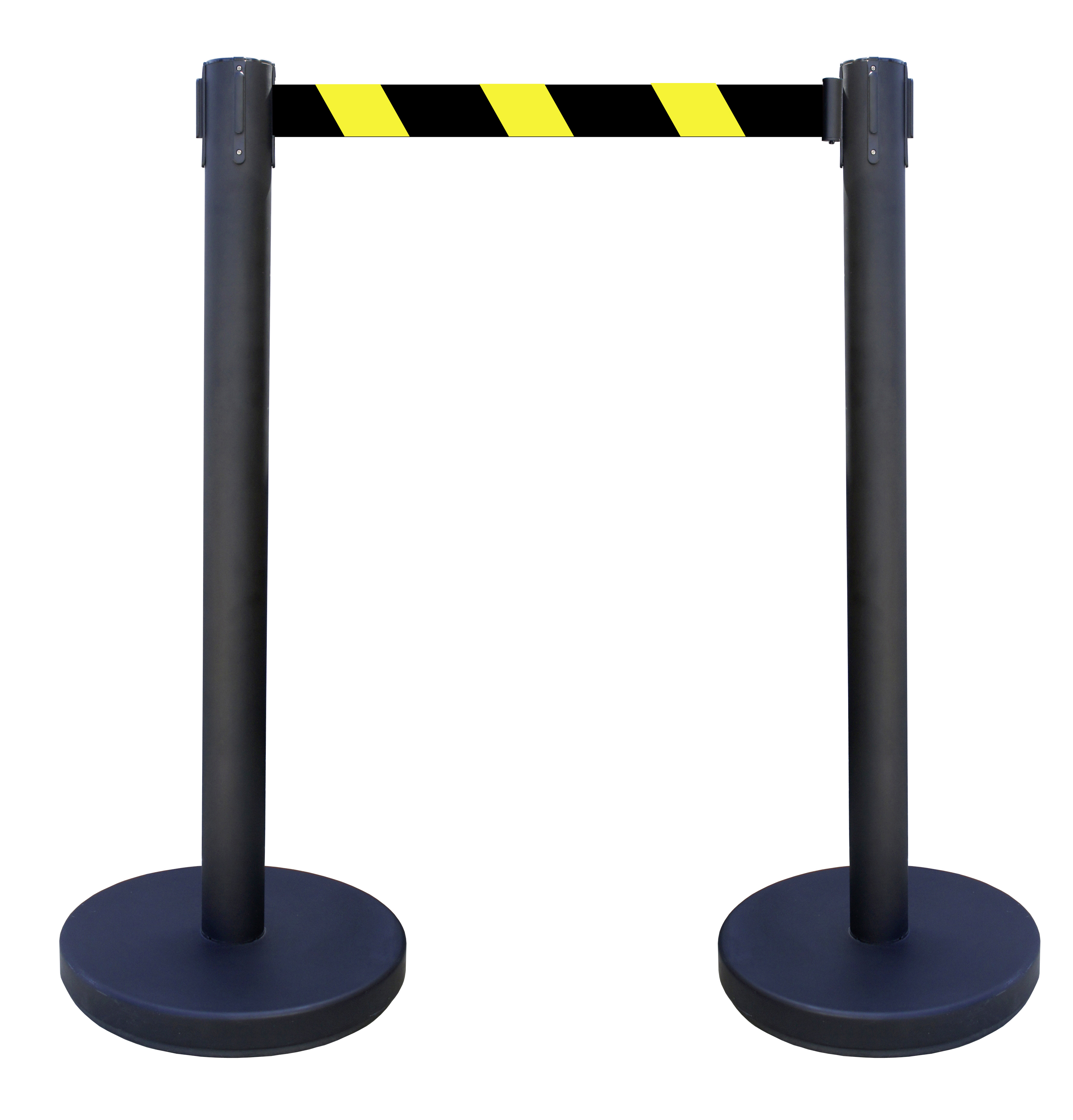 Viso Black Strap Post, Black, Yellow Tape, Steel, Polyester, 3 m