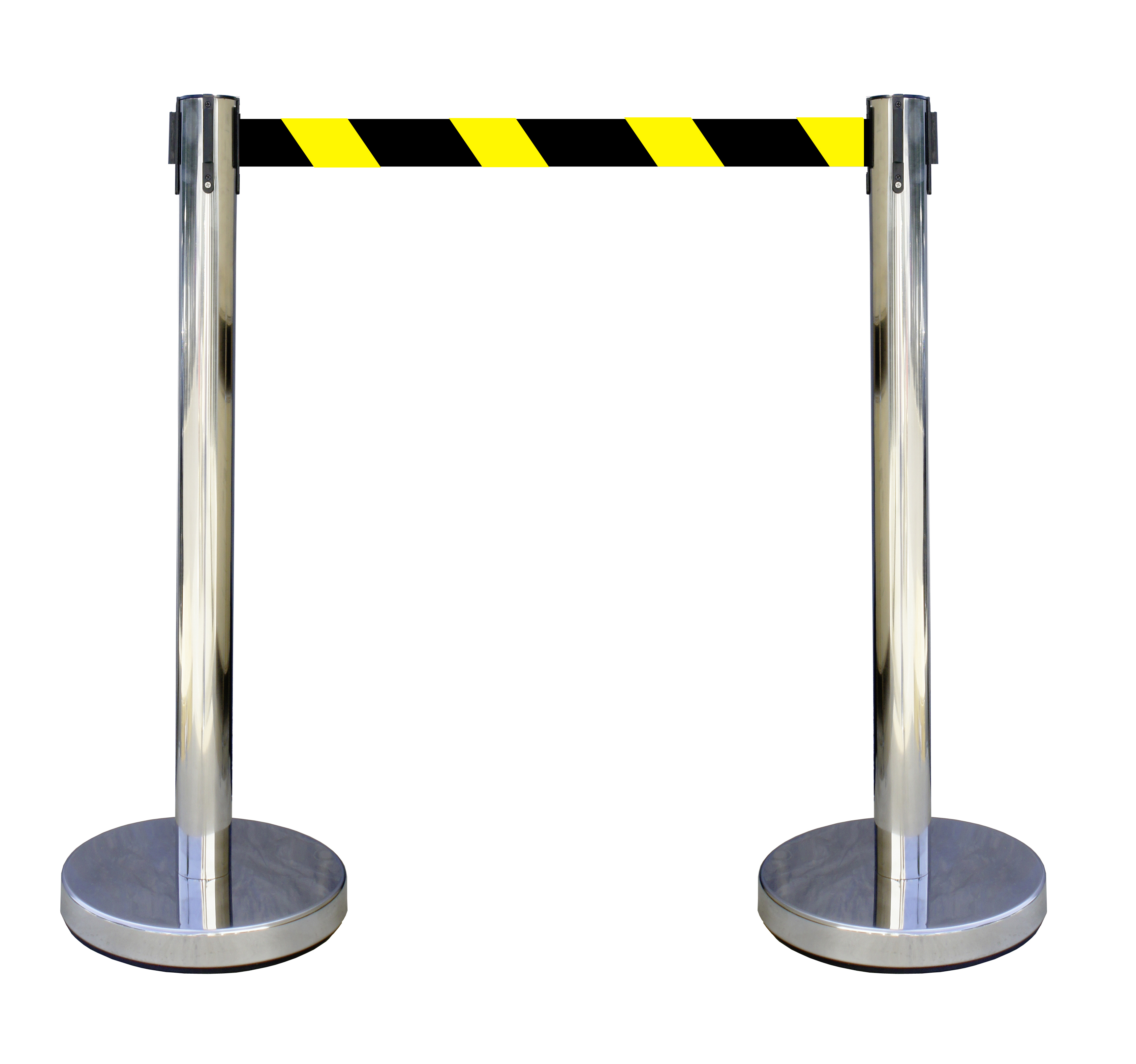 Viso Chrome Strap Post, Black, Yellow Tape, Stainless Steel, Polyester, 3 m