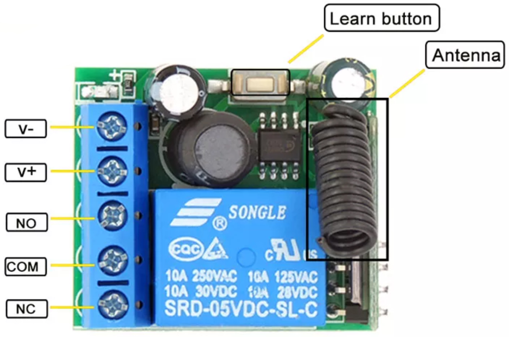 rem01-1ch-5-24v Seeit REM01-1CH-5-24V Relay Control Card OOK, ASK Module for Remote Control Switch 433 MHz REM01-1CH-5-24V