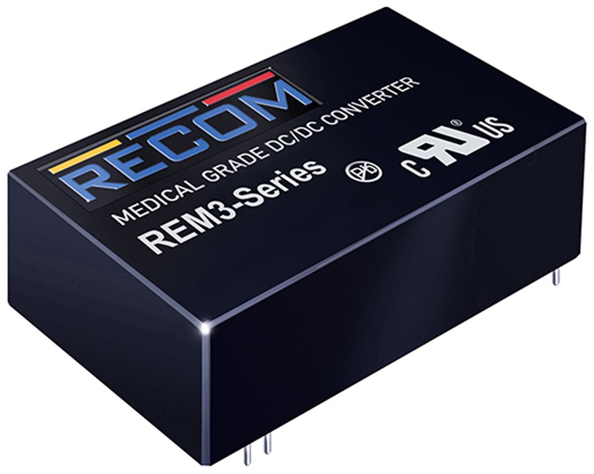 Recom REM3 DC/DC Converter, 5V dc/ 600 mA, 9V dc Input, 5.5V Input 3 W, Through Hole, 105 °C Max Temp -40 °C Min Temp,