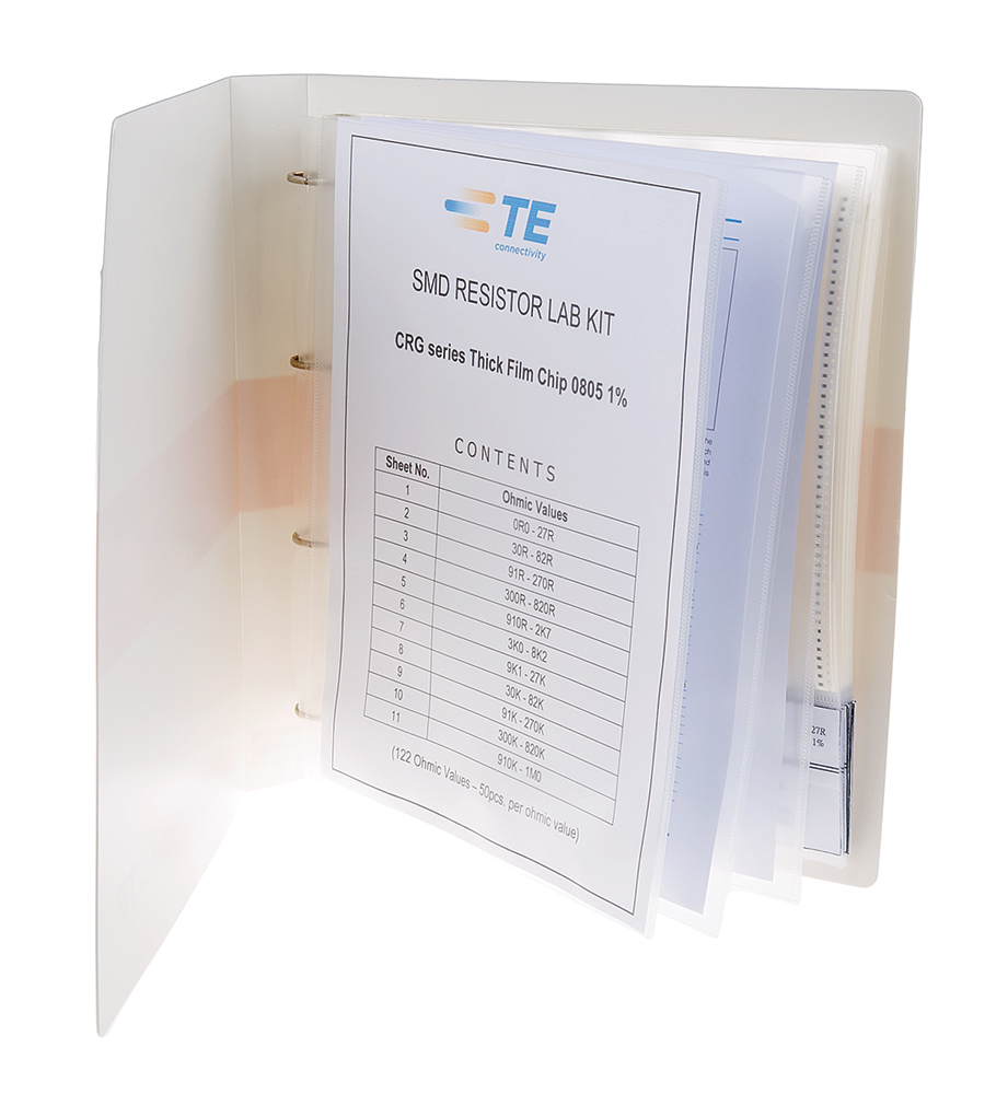 res-kit-0805rs TE Connectivity, CRG0805 Thick Film, Surface Mount 122 Resistor Kit 50, 0 → 1 MΩ