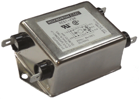 Roxburgh EMC, RES1 15 A 250V ac/dc 60Hz, 50 Hz, Chassis Mount RFI Filter, Tab 1 Phase