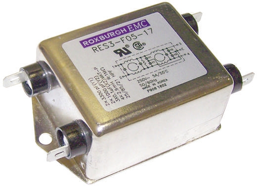 Roxburgh EMC, RES3 5 A 250V ac/dc, Chassis Mount RFI Filter, Tab 1 Phase