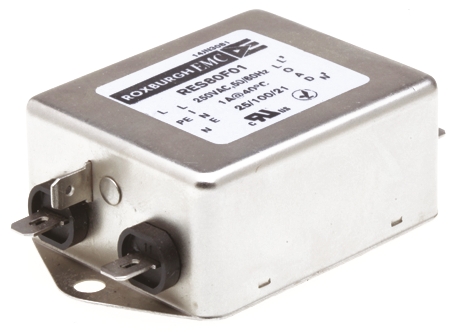 Roxburgh EMC, RES80 1 A 250V ac 400Hz, Chassis Mount RFI Filter, Fast-On 1 Phase