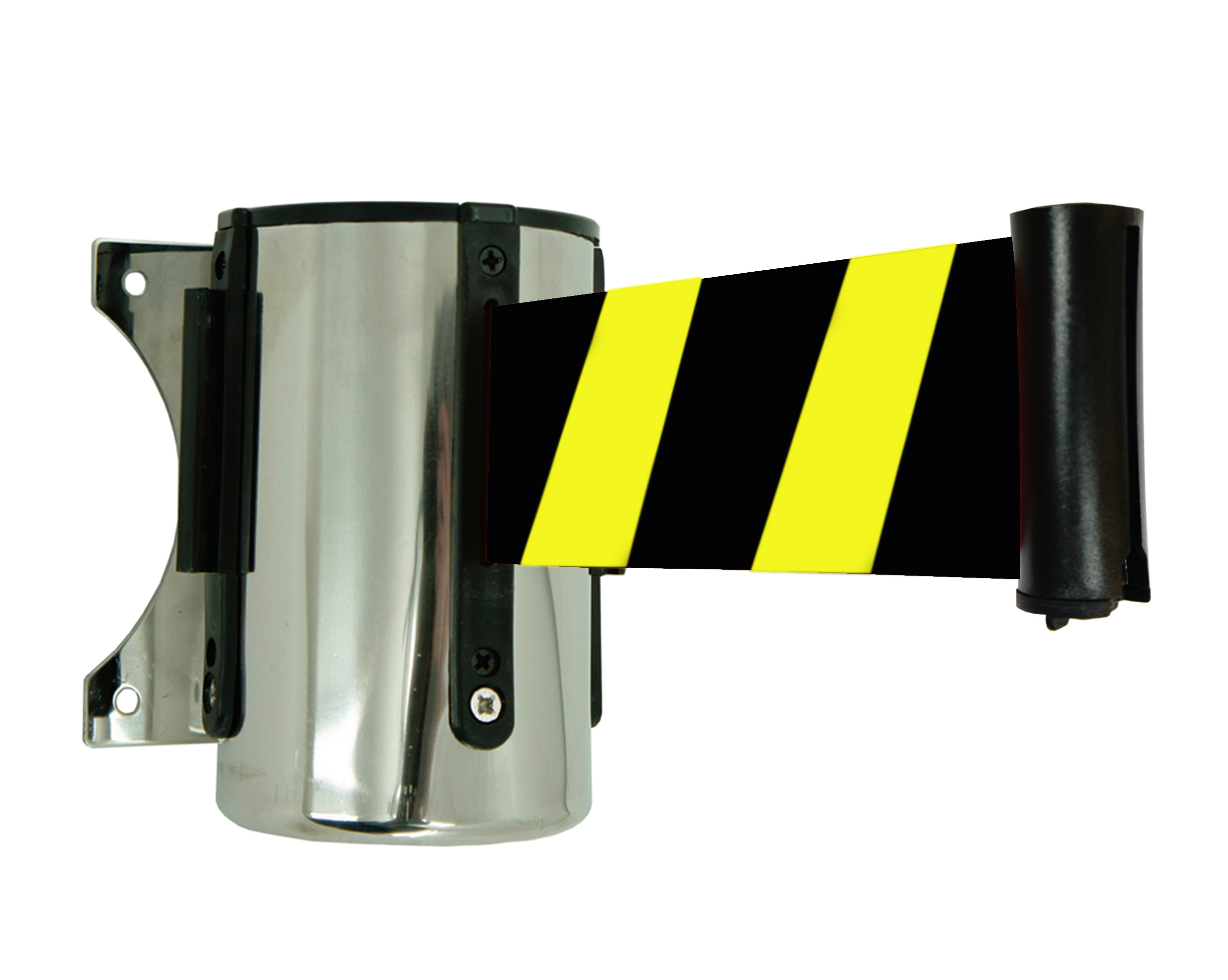 Viso Black, Grey, Yellow Webbing, Black, Yellow Tape, Steel, Polyester, Polyester, Retractable Barrier, 3 m