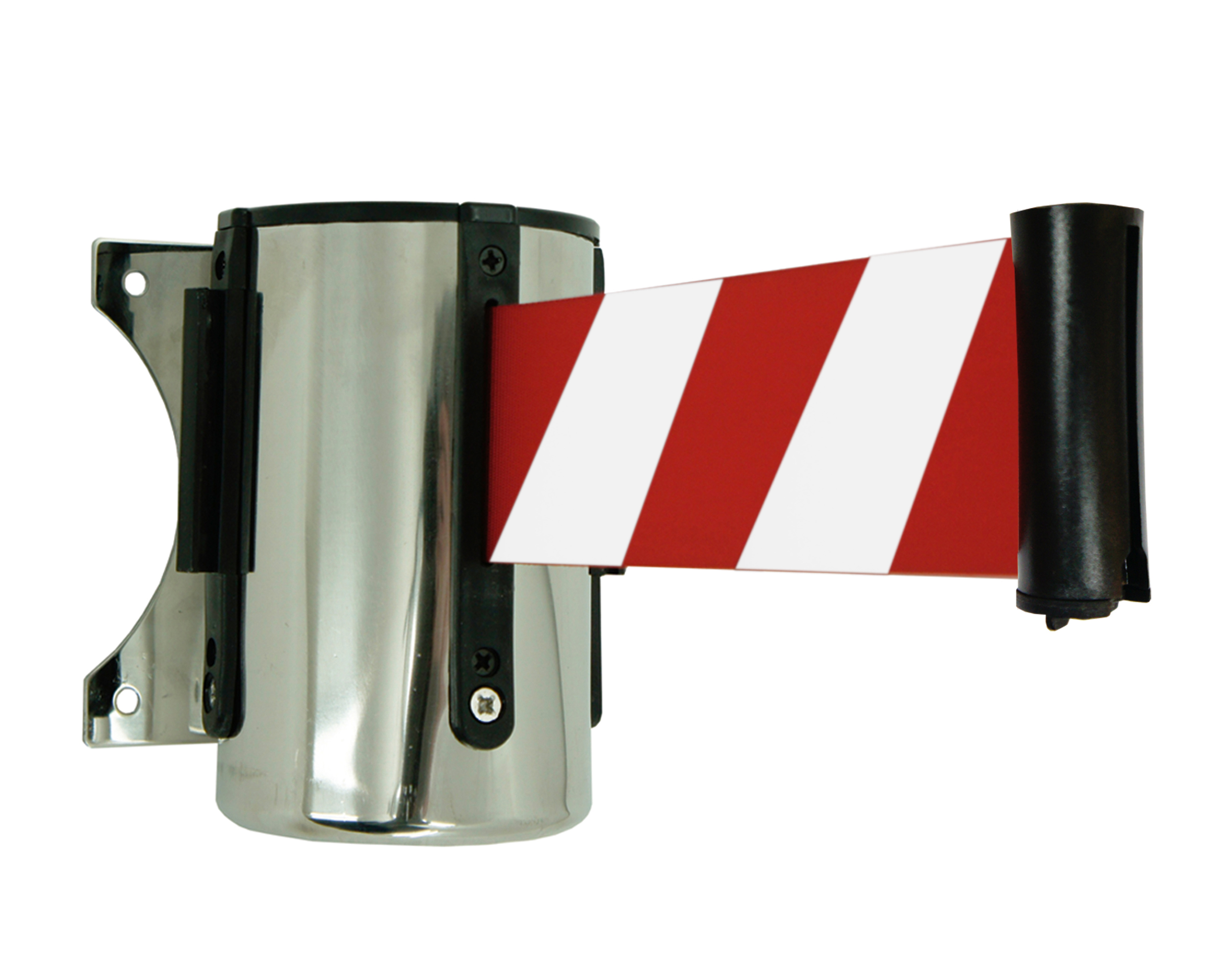 Viso Black, White, Red, Grey Webbing, Red, White Tape, Steel, Polyester, Polyester, Retractable Barrier, 3 m