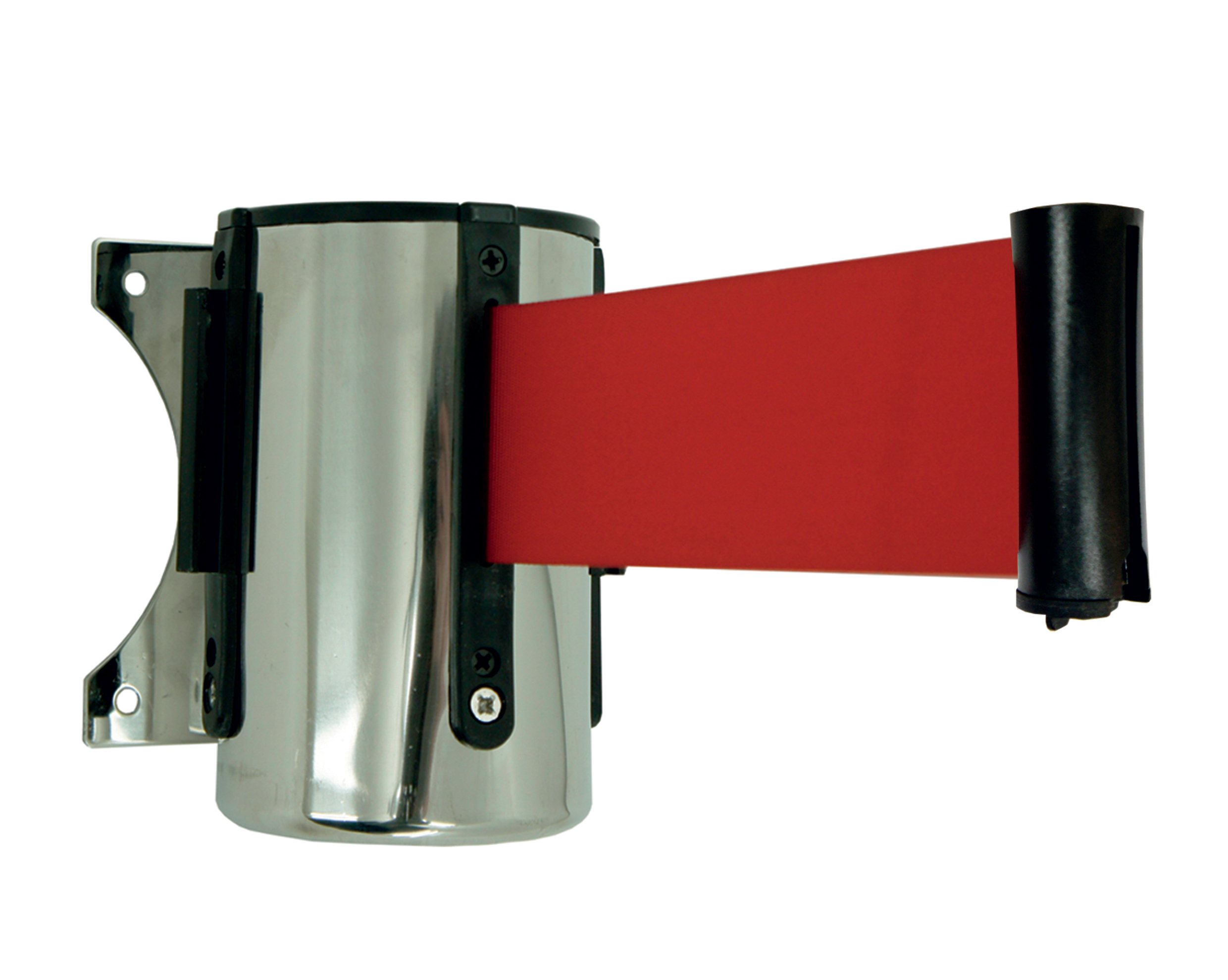 Viso Red, Grey, Black Webbing, Red Tape, Polyester, Steel, Polyester, Retractable Barrier, 3 m