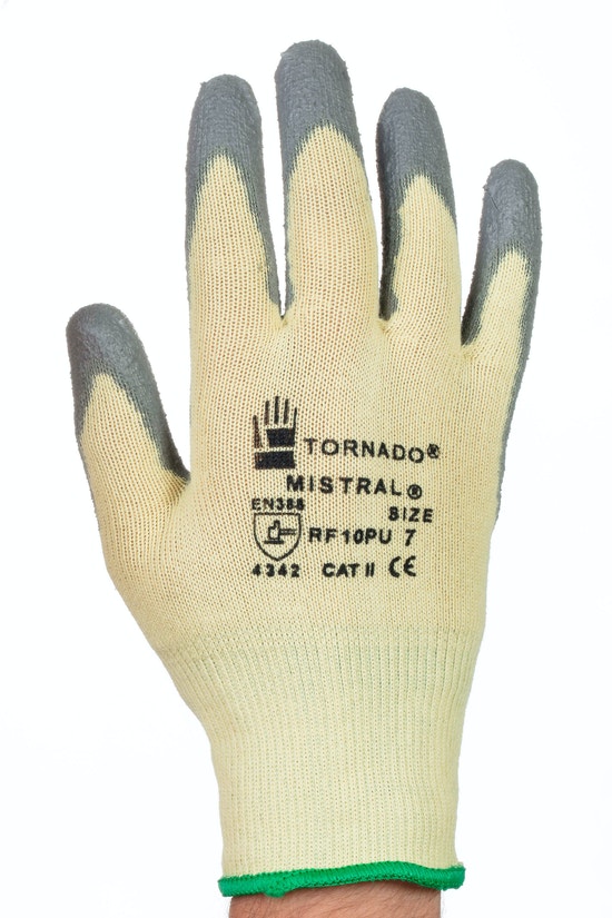 Tornado MISTRAL Yellow Lycra Work Gloves, Size 10, Polyurethane Coating